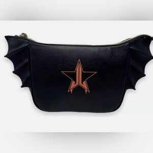 JEFFREE STAR Blk Leather Bat Wing M/U Bag. Discontinued. Auth. full size. New.